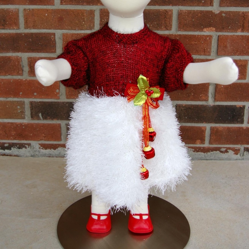 Hand Knit Valentine/Christmas Baby Dress - OOAK